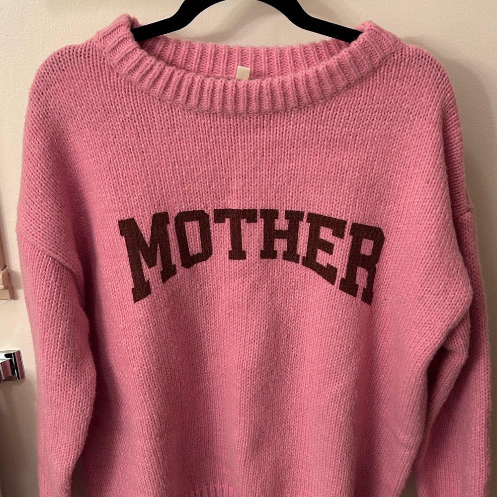 MOTHER Pink Knit Crew Neck Sweater